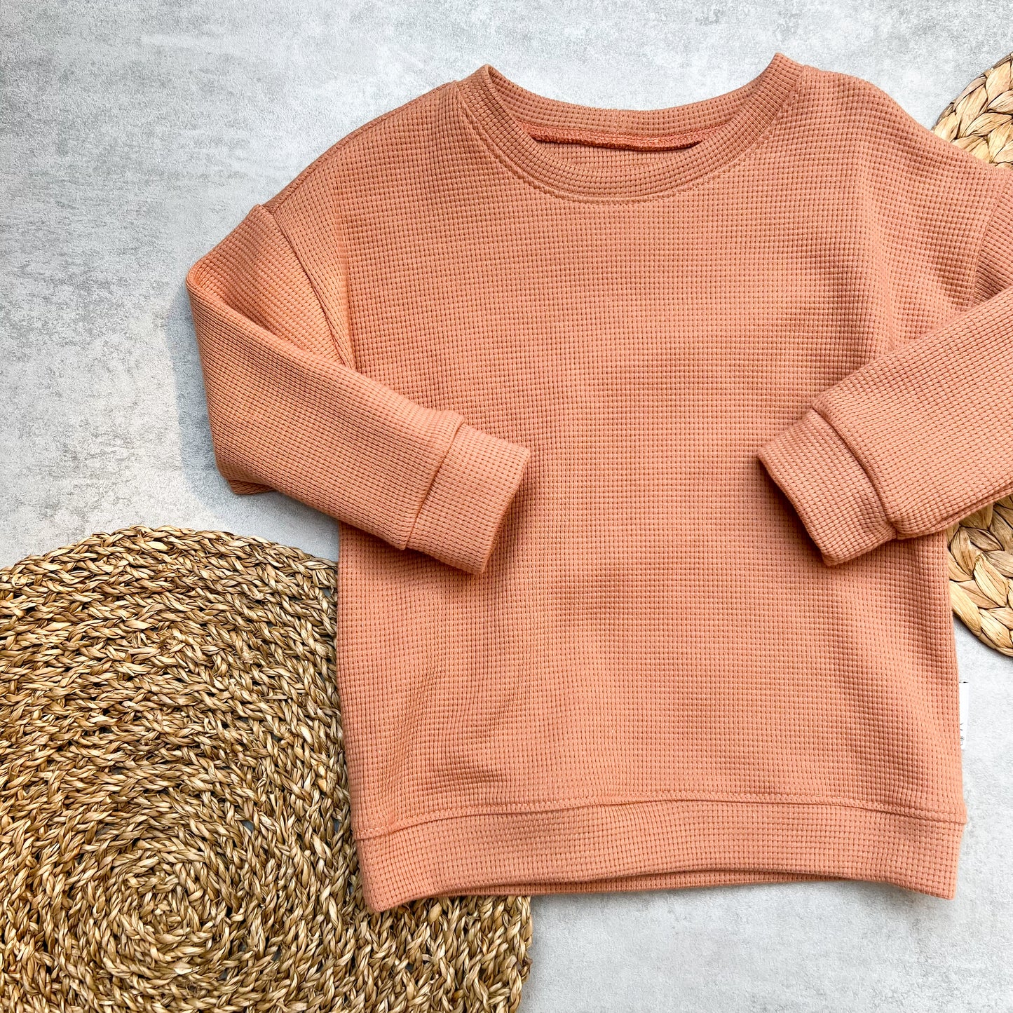 Waffelsweater apricot | Gr. 104