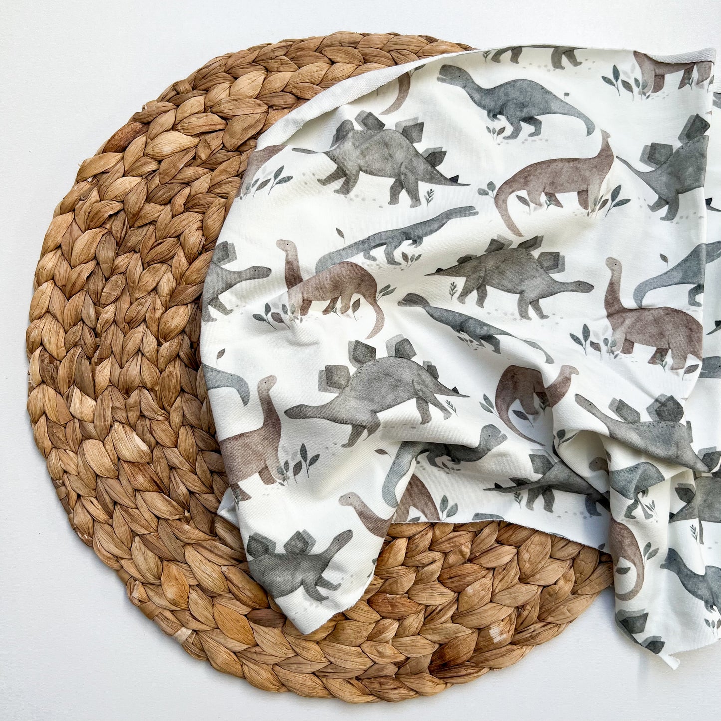 French Terry Dinos grau / braun