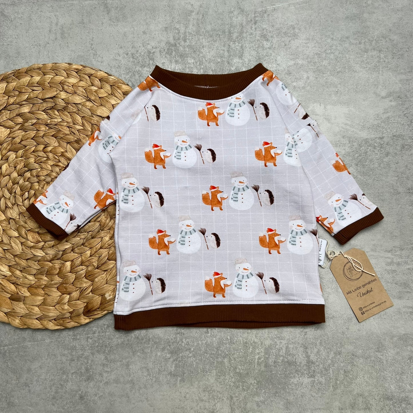 Winterlicher Longsleeve Schneemann | Größe 68