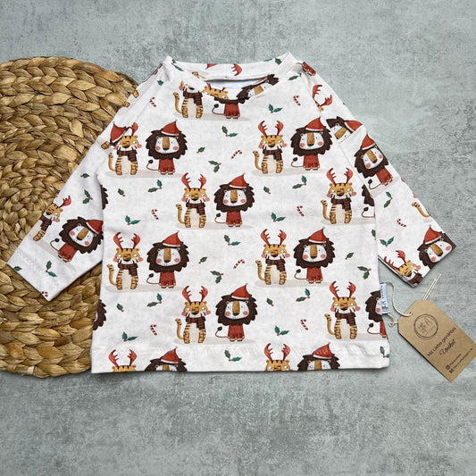 Weihnachtlicher Longsleeve Tiger und Löwe | Größe 80