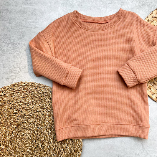Waffelsweater apricot | Gr. 104