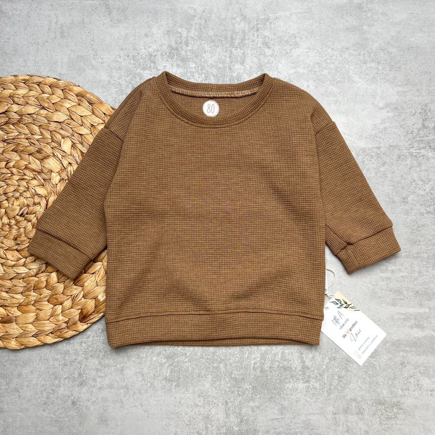 Waffelsweater schoko meliert | Gr. 80