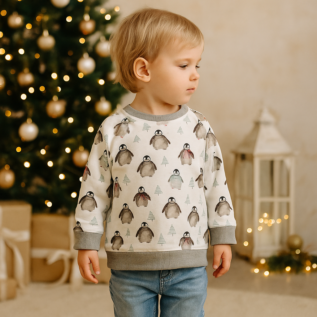 Weihnachtlicher Pinguin Sweater | Größe 86