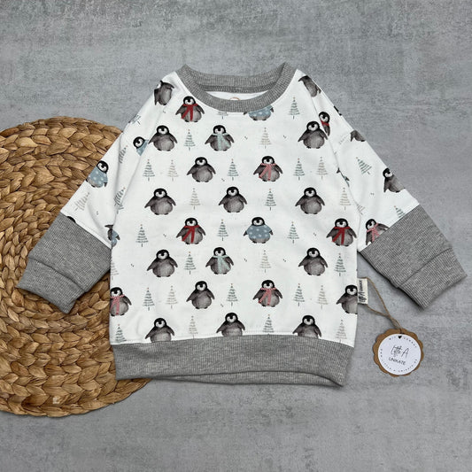 Weihnachtlicher Pinguin Sweater | Größe 86